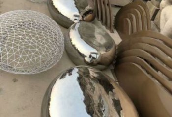廣場坐凳雕塑，抽象景觀雕塑，鏡面效果