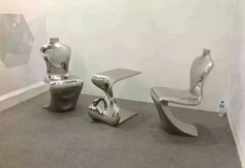 幾何坐凳雕塑，鏡面工藝，不銹鋼坐凳雕塑廠家