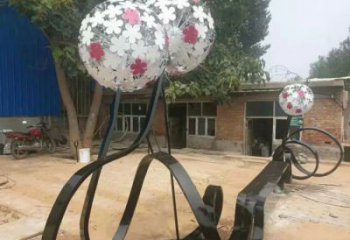 蒲公英坐凳雕塑制作，幾何原理方案，烤漆坐凳雕塑