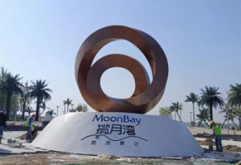 街道圓環(huán)雕塑，鍛造景觀雕塑，古銅效果