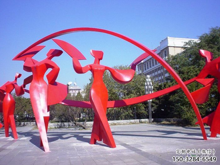 陽(yáng)江扭秧歌雕塑，民俗舞蹈雕塑，不銹鋼抽象音樂(lè)人雕塑