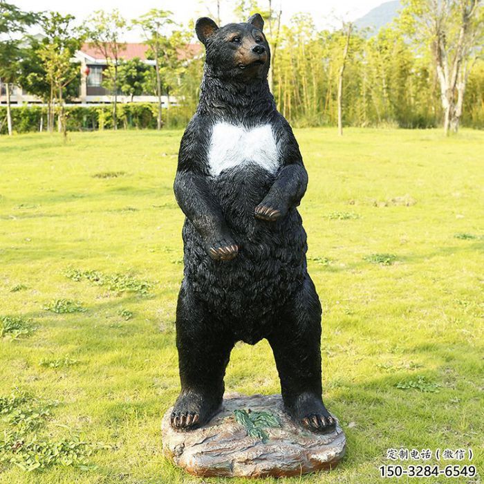 七臺河街道黑熊雕塑，仿真動物雕塑，古銅效果