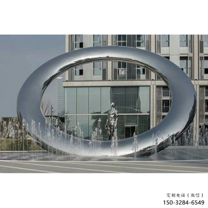 道外小區(qū)圓環(huán)雕塑，水簾噴泉雕塑，水景藝術(shù)效果