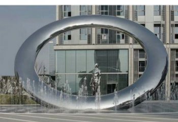 道外小區(qū)圓環(huán)雕塑，水簾噴泉雕塑，水景藝術效果