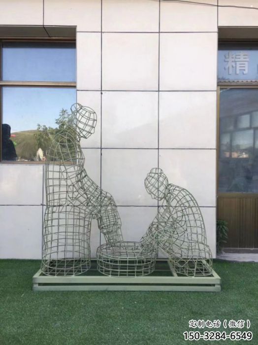 鎮(zhèn)江鏤空孝道雕塑通用，街景小品，鐵藝洗腳雕塑制造