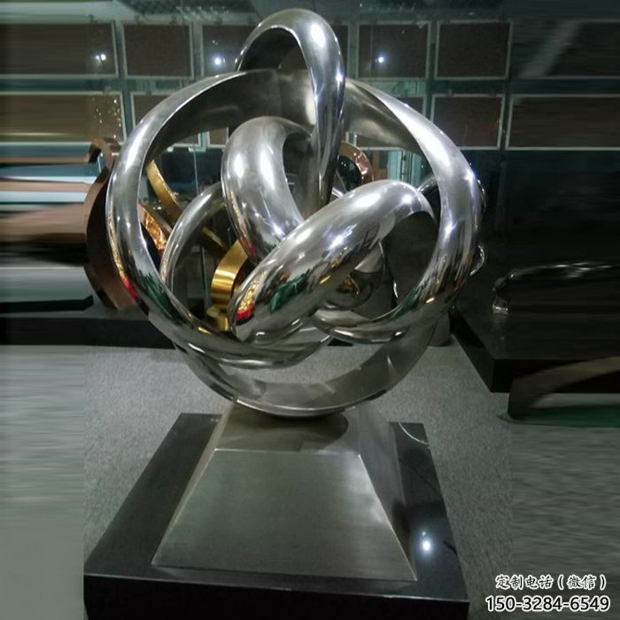巴彥淖爾地產(chǎn)雙環(huán)雕塑定做，城區(qū)小品，景觀不銹鋼雙環(huán)雕塑定價(jià)