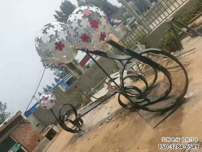 晉中大型蒲公英坐凳雕塑，現(xiàn)代元素設(shè)計，不銹鋼坐凳雕塑