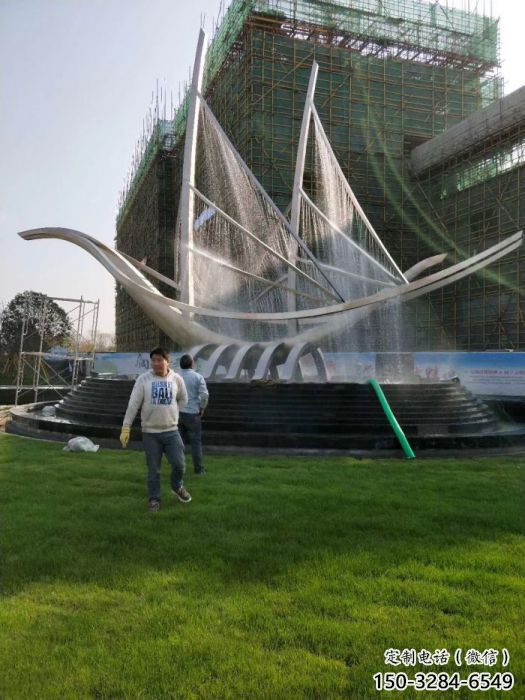 克孜勒蘇柯帆船噴泉雕塑，水景水秀組合，旱地帆船噴泉雕塑廠家
