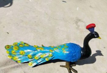 金鳳彩繪孔雀雕塑制作選用，景區(qū)案例，動(dòng)物美陳雕塑