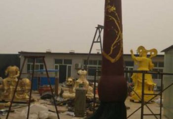 街道毛筆雕塑，鍛造景觀雕塑，古銅效果