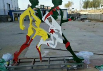 杏花嶺賽跑雕塑，鏤空工藝制作，不銹鋼烤漆體育人物雕塑