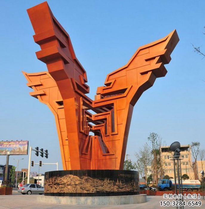城市精神堡壘雕塑，抽象建筑元素，廣場(chǎng)景觀雕塑小品