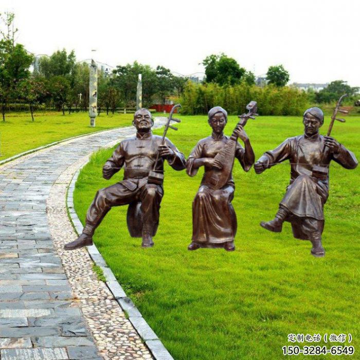 臺(tái)州拉二胡雕塑點(diǎn)擊，景觀雕塑，別墅民俗人物雕塑供求