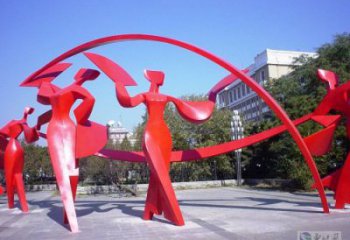 官渡扭秧歌雕塑，民俗舞蹈雕塑，不銹鋼抽象音樂(lè)人雕塑