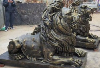 九龍坡大型趴獅雕塑，仿銅動物雕塑，玻璃鋼獅子雕塑制作