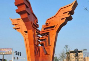 渝北城市精神堡壘雕塑，抽象建筑元素，廣場景觀雕塑小品