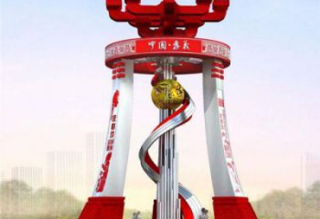 渝中城市精神堡壘雕塑，地標文明建筑不銹鋼雕塑