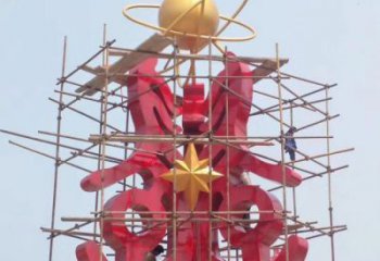 萬盛景觀科技之星雕塑選用，美陳雕塑，抽象不銹鋼科技之星雕塑標準