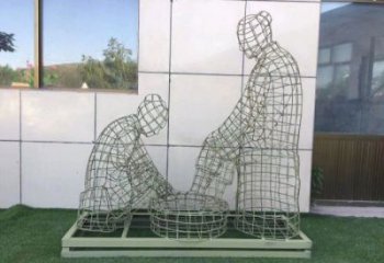 大渡口鏤空洗腳雕塑制作，園林裝飾，鐵藝孝道人物雕塑