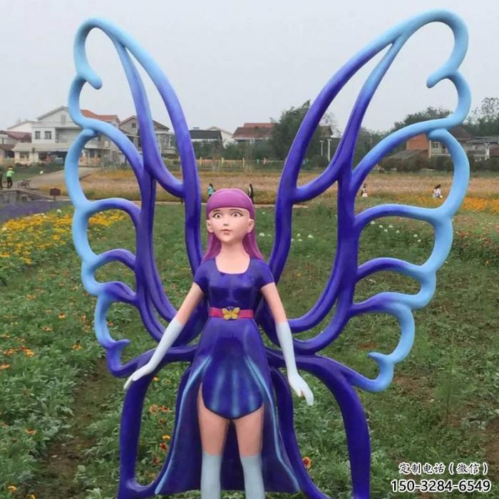 彩繪蝴蝶仙子雕塑 動漫雕塑 步行街?jǐn)[件